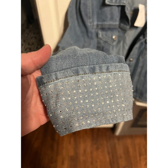 New Rebecca Minkoff Rhinestone Cuffs Jean Jacket - Picture 4 of 5